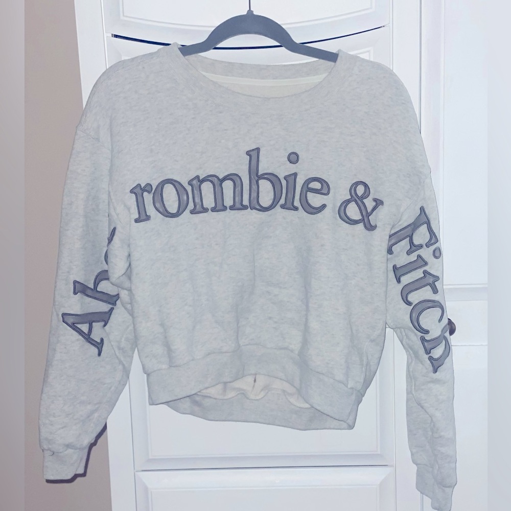 Abercrombie and Fitch Small Cropped Grey Crewneck